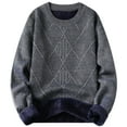 thumbnail image 2 of Bpmpbo Men's Fleece Lined Thick Knit Sweater Heavy Duty Warm Crewneck Pullover Solid Color Winter Thermal Long Sleeve Top, 2 of 9