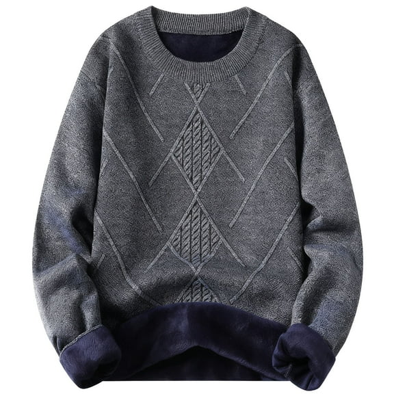 Fuwddey Sweater for Men Fall Soft Classic Pullover Top Men'S Casual Solid Color Round Neck with Tight-Fitting Long Sleeved Knitted Warm Sweater