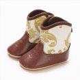 thumbnail image 6 of Booties for Baby & Toddler Cowboy Cowgirl Boots Infant Western Boots Toddler Boys Girls Round Toe Riding Mid Calf Boots Size 0-3 Months, 6 of 9