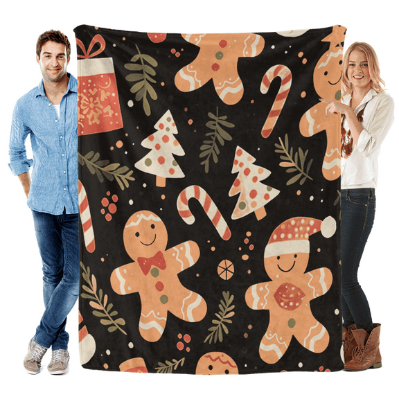 Christmas Cookie Print Flannel Blanket Soft Warm Throw Blanket for Adult Kids