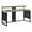 Oak-Black, variant on Ace 60" Desk with Hutch in Engineered Wood River Oak Top and Matte Black Frame