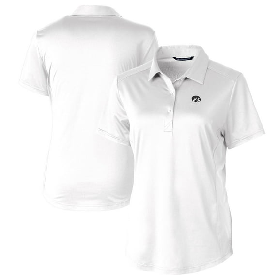 Women's Cutter & Buck White Iowa Hawkeyes Prospect Textured Stretch Polo