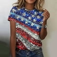 thumbnail image 2 of Uaswgudfs ​Women's Patriotic US Flag Sequined Star Striped T-Shirt - 4th of July Glamorous Tops & Shirts Multicolor L, 2 of 5