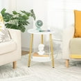 thumbnail image 2 of HOOBRO 2-Tier Round End Table with Charging Station Modern Gold Living Room Bedroom White and Gold DW671BZ01, 2 of 8