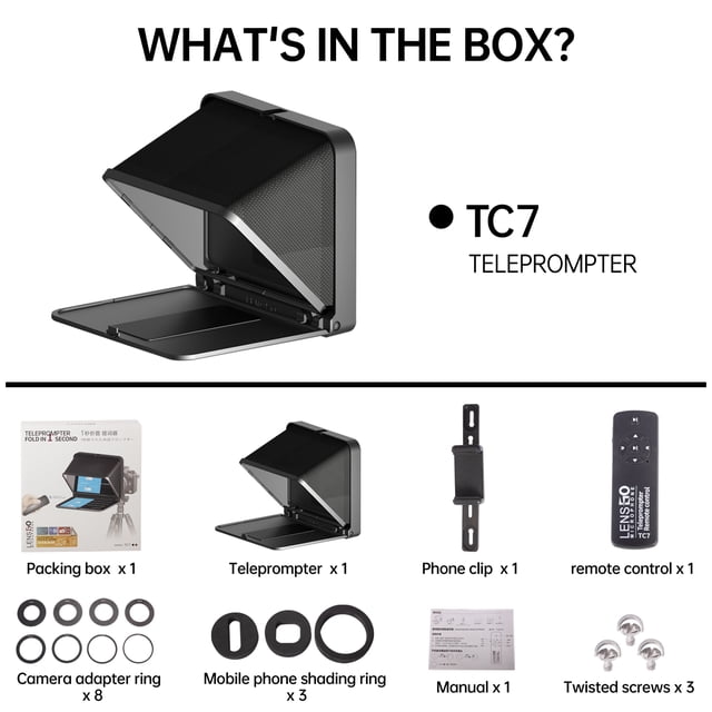 Fold Prompter Portable Teleprompter For Phone Camera For Live Interview Video For 7.9 Inch Tablet ,Easy setup, Desktop controlled