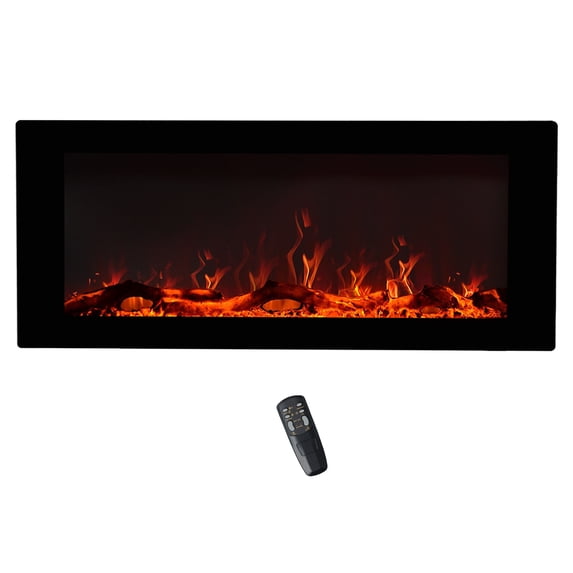 FLAME&SHADE 42 inch Wall Mounted or Freestanding Electric Fireplace Heater with Remote