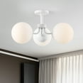 thumbnail image 3 of JONATHAN Y Olivier 23.5" 3-Light Bohemian Farmhouse Iron/Frosted Glass LED Semi Flush Mount, White, JYL7600D, 3 of 9