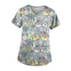 thumbnail image 3 of Blusa médica con cuello en V, cómoda y con estampado de animales lindos, ropa de trabajo multiusos para enfermeras Verde, 3 of 9