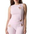 thumbnail image 5 of Ahabrexf Mesh Tops for Women,Solid Color Lace-Up Bodycon Top with Decorative Heart Cutout Detail, 5 of 5