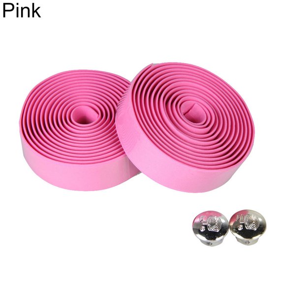 2Pcs Cycling Road Bike Sports Bicycle Handlebar Rubber Tape Wrap with 2 Bar Plug