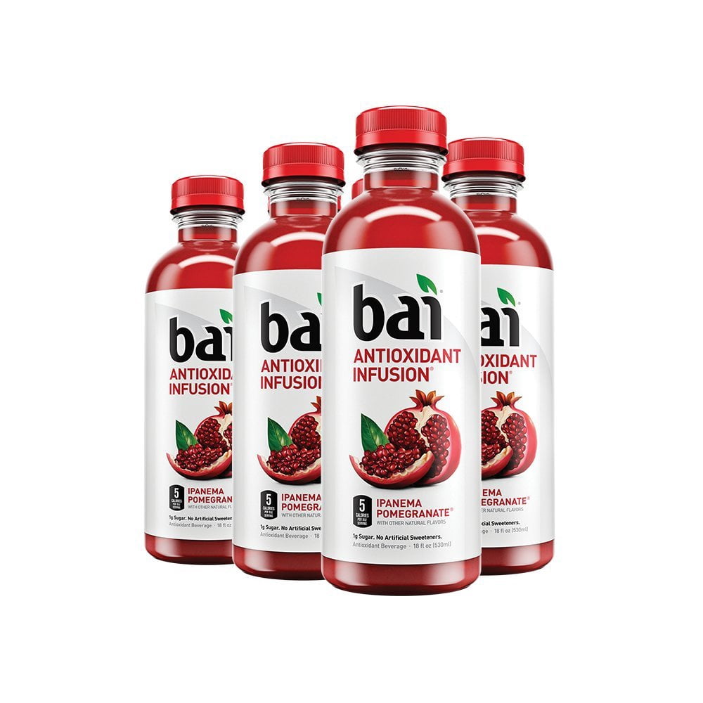 Bai Flavored Water, Ipanema Pomegranate, Antioxidant Infused Drinks, 18oz 6 ct