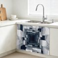 thumbnail image 3 of Marble Tunnel Cabinet Curtains 28"W x 35L, Modern 3D Corridor Minimalist Under Sink Skirt for Bathroom Vanity Kitchen Self Adhesive, Dust-Proof Privacy Curtain for Closet Shelves Laundry Room, 3 of 9