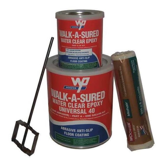 1 gal Anti-Slip Floor Coating, Anti-Slip Finish, Clear, 100% Solid Base