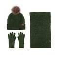thumbnail image 4 of Glisme Wool Knitted Warm Gloves Hat Scarf 3 Piece Winter Windproof Plus Velvet Knitted Hat 3 Piece Set For Outdoor Cycling Army Green, 4 of 4