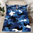 thumbnail image 2 of Homewish Camo Camouflage Twin Sheet Sets 3pcs for Teens Female Men,Abstract Geometric Twin Fitted Sheet Microfiber,Black Blue White Breathable Flat Sheet,Breathable Home Decor, 2 of 7