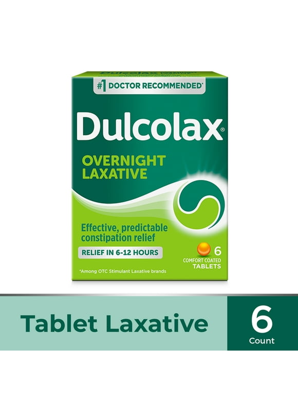 Dulcolax Stimulant Laxative Tablets, Gentle Constipation Relief with Magnesium Hydroxide, 6 Ct.
