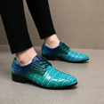 thumbnail image 5 of Men's Lace‑Up Oxford Dress Shoes, Crocodile Embossed Glossy Upper Footwear with Block Low Heel Outsole for Formal Events and Dress‑Up Occasions, 5 of 6