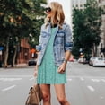 thumbnail image 5 of Horeoi Teal Turquoise Glitter Print Women's Sleeveless Dress Cotton-like Flared Hem Deep Side Pockets Above-Knee, 5 of 6