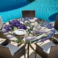 thumbnail image 6 of Spring Flowers Round Tablecloth, Fitted Table Cover with Elastic for 36"-44" Round Tables, Purple Hydrangea Orchid Floral Country Beige Table Cloth Outdoor Indoor Dinning Party Waterproof Tablecloths, 6 of 7