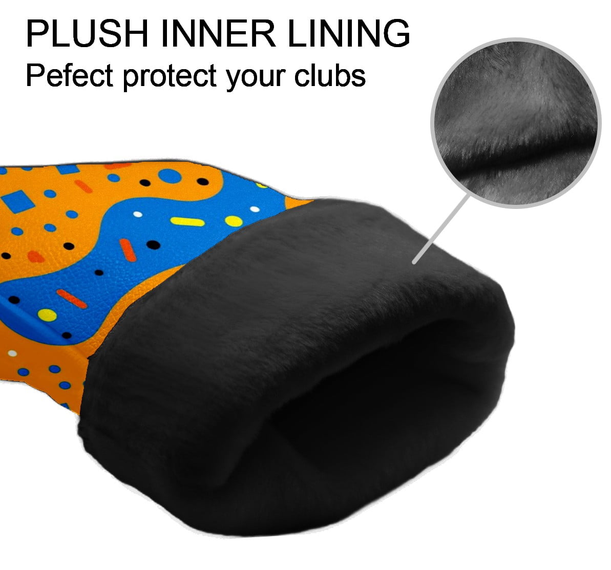 Golf Club Covers PU Leather Waterproof Head Covers for Fairway Woods Hybrids Orange Blue Polka Dots Unisex Fits Most Brands