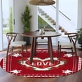 thumbnail image 4 of Round Rugs 6 Ft, Red Valentine's Day Non Slip Area Rugs for Kitchen Bedroom Entryway, Love Heart Spring Floral Roses Washable Carpet Runner Rug Floor Mats for Bedroom Home Decor, 4 of 9
