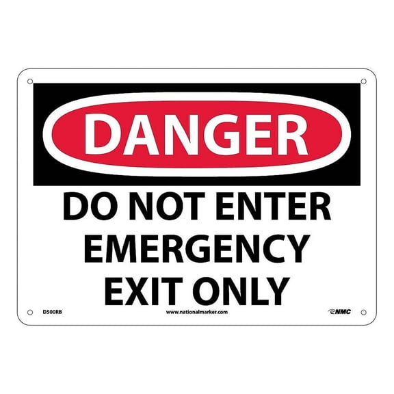 National Marker Do Not Enter Emergency Exit Only 10X14 Rigid Plastic Danger Sign D500RB