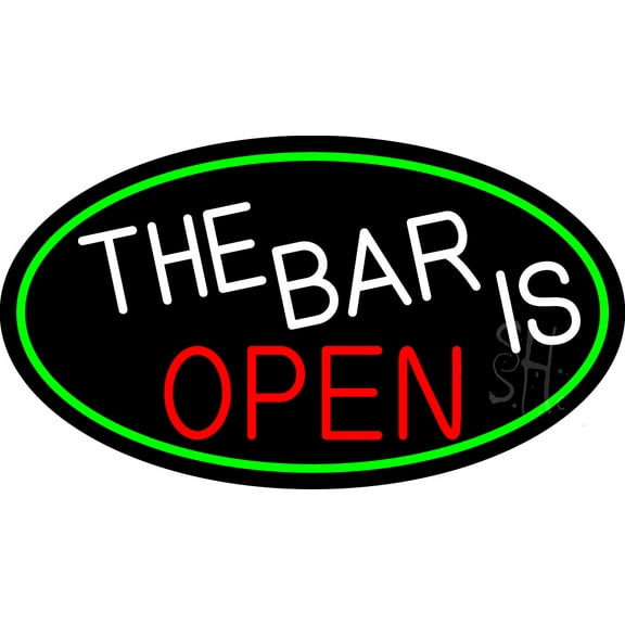 The Bar Is Open LED Neon Sign 20 x 37 - inches, Clear Edge Cut Acrylic Backing, with Dimmer - Bright and Premium built indoor LED Neon Sign for Bar decor.