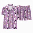 thumbnail image 5 of CAUYDY Girls Halloween Satin Pajamas Set Short Sleeve Sleepwear Button Down Loungewear 2 Piece Pjs Shorts Set,6-7 Y, 5 of 6