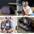 thumbnail image 4 of for iPhone 11 Premium PU Leather Back Case, Multiple Card Slots Design, Double Magnetic Clasp Study Kickstand RFID Blocking Classic Phone Cover for iPhone 11, Purple, 4 of 9