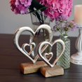 thumbnail image 2 of Eternity Double Heart Figurines, Set of 2, Hand Cast Aluminum. Mango Wood Gallery Base, 7.75 and 6 Inches, Padded Base, 2 of 6