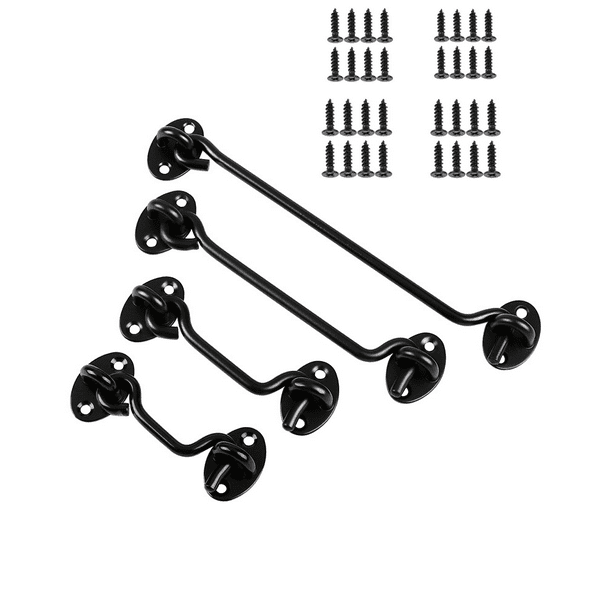 8 Pack Hook And Eye Latches - 4 Inch Stainless Steel Door Locks For Barn Doors & Privacy