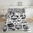thumbnail image 2 of Gamer Comforter Set Queen,Gaming Bedding,Video Games Controller Gamepad Bedding Comforter Sets Black White Graffiti Bedroom Decor Duvet Insert, 2 of 7