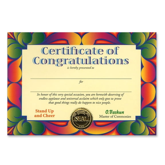 Beistle Certificate Of Congratulations (Case of 6)