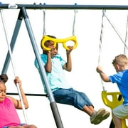 XDP Recreation Rising Sun Metal Swing Set with See Saw, Glider, Stand N Surf, Swing, Deluxe Trapeze, Fun Glider and Wave Slide