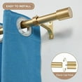 thumbnail image 7 of Warm Gold Adjustable Curtain Rods, 144 to 164 Inch, Heavy Duty 1-Inch Telescoping Rods with Cap Finials, 7 of 7