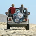 thumbnail image 6 of Camper Spare Tire Cover Teal And White Flowers with Butterflies Weatherproof Universal Wheel Protectors Daisy Garden with Butterflies Tire Cover Fit for SUV Truck Travel Trailer 14inch, 6 of 8