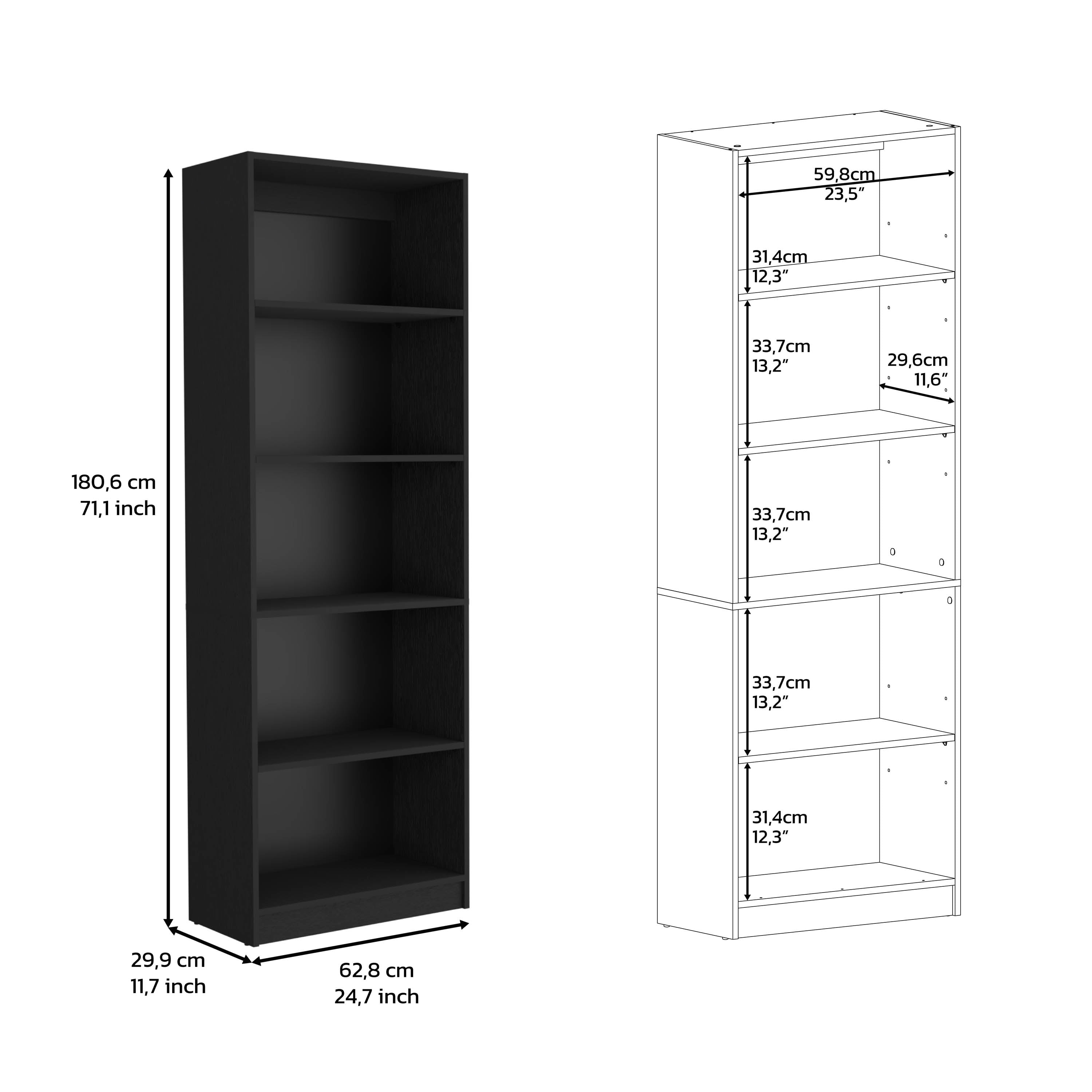 4-Tier Bookcase with Modern Storage for Books and Decor, Black