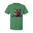 thumbnail image 2 of Wild Bobby Colorful Rainbow Siberian Tiger Animal Lover Men Graphic Tee, Kelly, Medium, 2 of 5