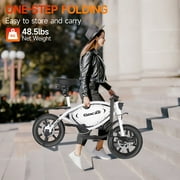 Gocio 14 Foldable Electric Bike, 375Wh 48V Electric Bicycles for Adults Women Teens, Peak 500W City Commuter Cruiser Ebikes, LED Display, E bike One-Piece Tire with 5 Riding Modes UL2849 Certified