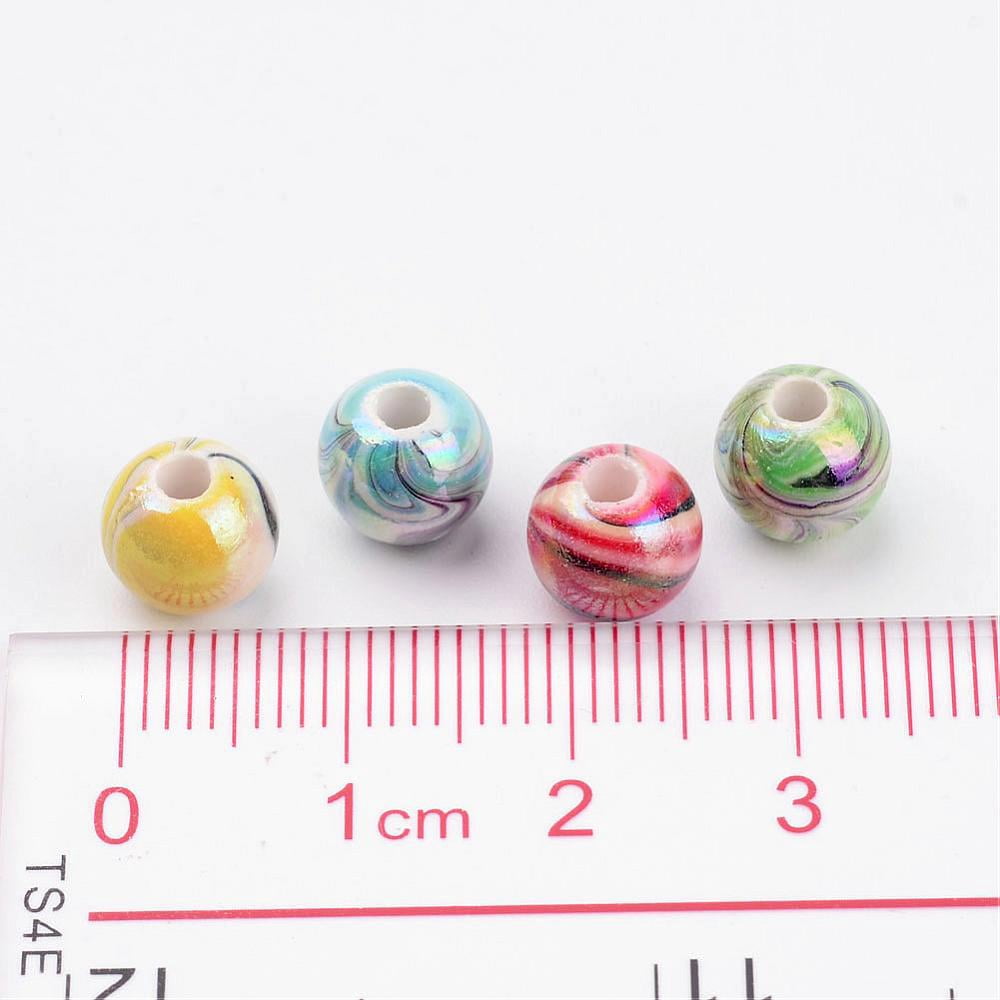 AB Color Wave Printed Acrylic Beads Round Mixed Color 8mm Hole: 2mm about 1800pcs/500g