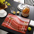 thumbnail image 3 of Red Waves Abstract Placemats Set of 4, Ombre Fluid Water Ripple Striped Placemats for Dining Table, Place Mats for Kitchen Tabletop, Waterproof Wipeable Dining Table Mats Set, 3 of 9