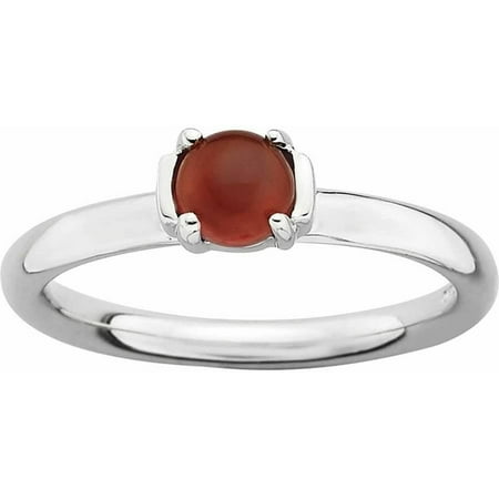 Agate Topaz Ring - Sterling Silver Polished Red Agate Ring