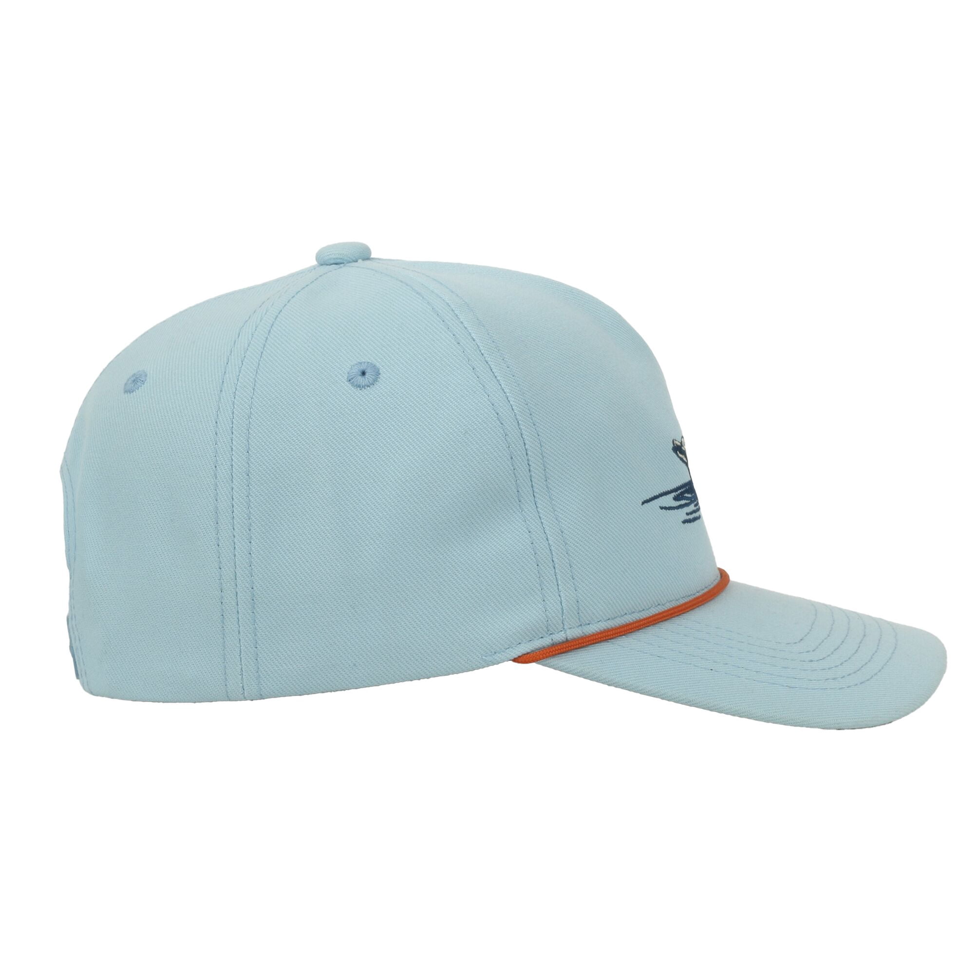 Outdoor Cap Duck 5-Panel Unstructured Hat – Flat Visor with Rope, Waterfowl Hunting Cap, Light Blue, One Size