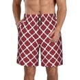 thumbnail image 2 of Uemuo Red Moroccan Pattern Men's Swim Trunks Hawaiian Beach Bathing Suit Swimsuits Beach Quick-Dry Shorts with Pockets-XX-Large, 2 of 9