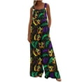 thumbnail image 2 of Xixinqiwan Mardi Gras Womens Jumpsuits Plus Size,Womens Off-Shoulder Jumpsuit Colorful Adjustable Straps Mardi Gras Romper Sleeveless Carnival Print Cotton Linen Overall, 2 of 6