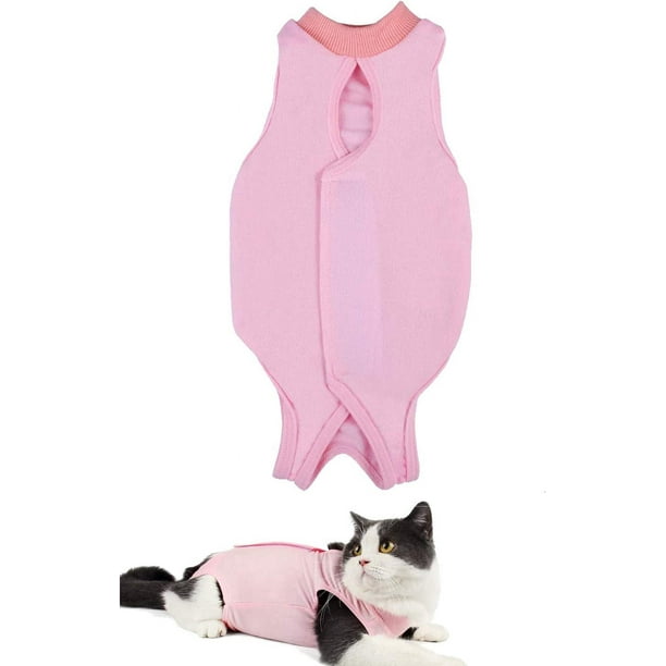 Chaleco de recuperación para gatos, alternativa para perros y gatos, traje de recuperación para mascotas, restauración de gatos adecuado para enfermedades de heridas abdominales (S, rosa)