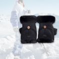 thumbnail image 6 of Segolike Winter Fingerless Gloves, Texting Mittens, Cold Weather Gloves, Flip Top Mittens Black, 6 of 8