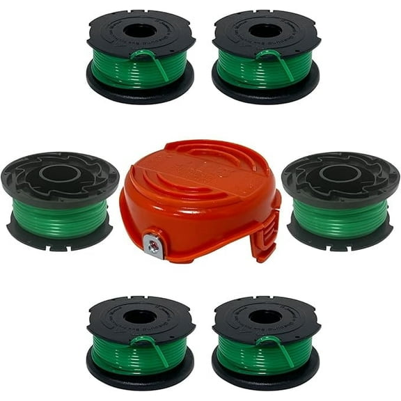 SF-080 String Trimmer Spool Line Replacement for Black and Decker GH3000, LST540, LST540B, GH3000BM String Trimmer 6PC SF-080-BKP Spool   1PC 90583594N Cap