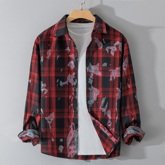 Haoxianjian Mens Shirts Button Up Shirt Men Men'S Fashion Casual Solid Color Buttons Long Sleeve Turndown Collar Blouse Top Coof&Y Shirts For Men