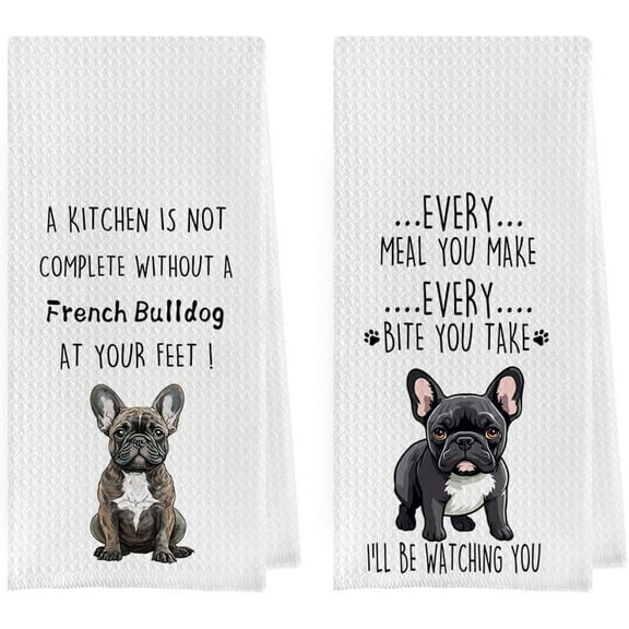 Funny Beagle Dish Towels Set - Beagle Gifts Decorative Waffle Weave Kitchen Towels, Hand Towel, Tea Towel (16×24 Inches, Set of 2)